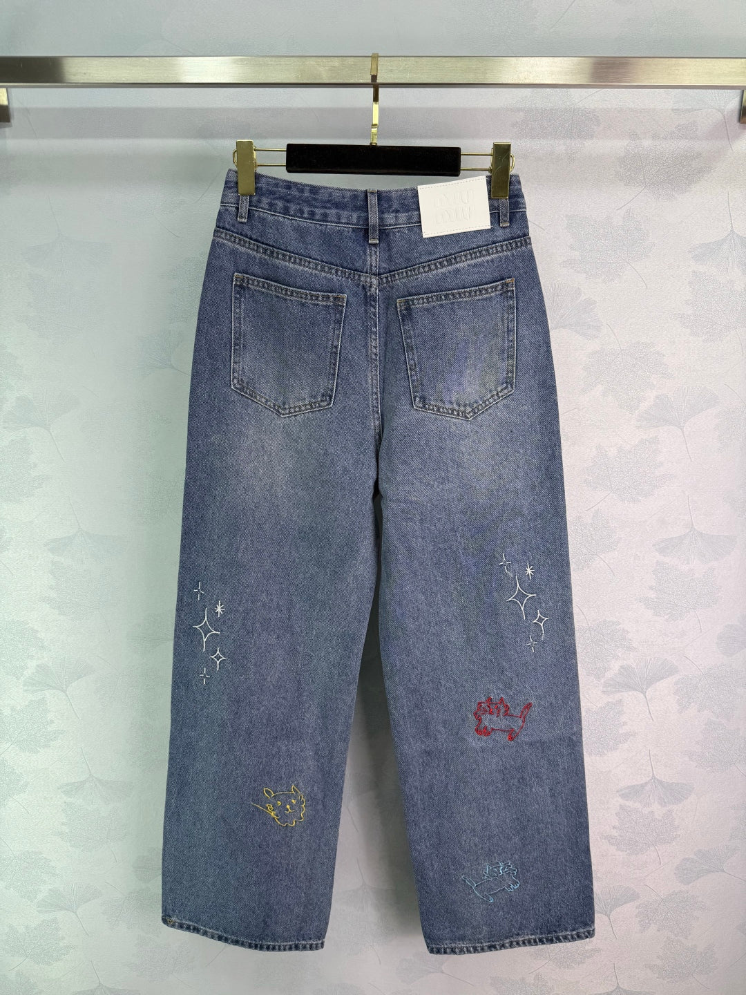 2025 Early Autumn New High Waist Embroidered Denim Pants