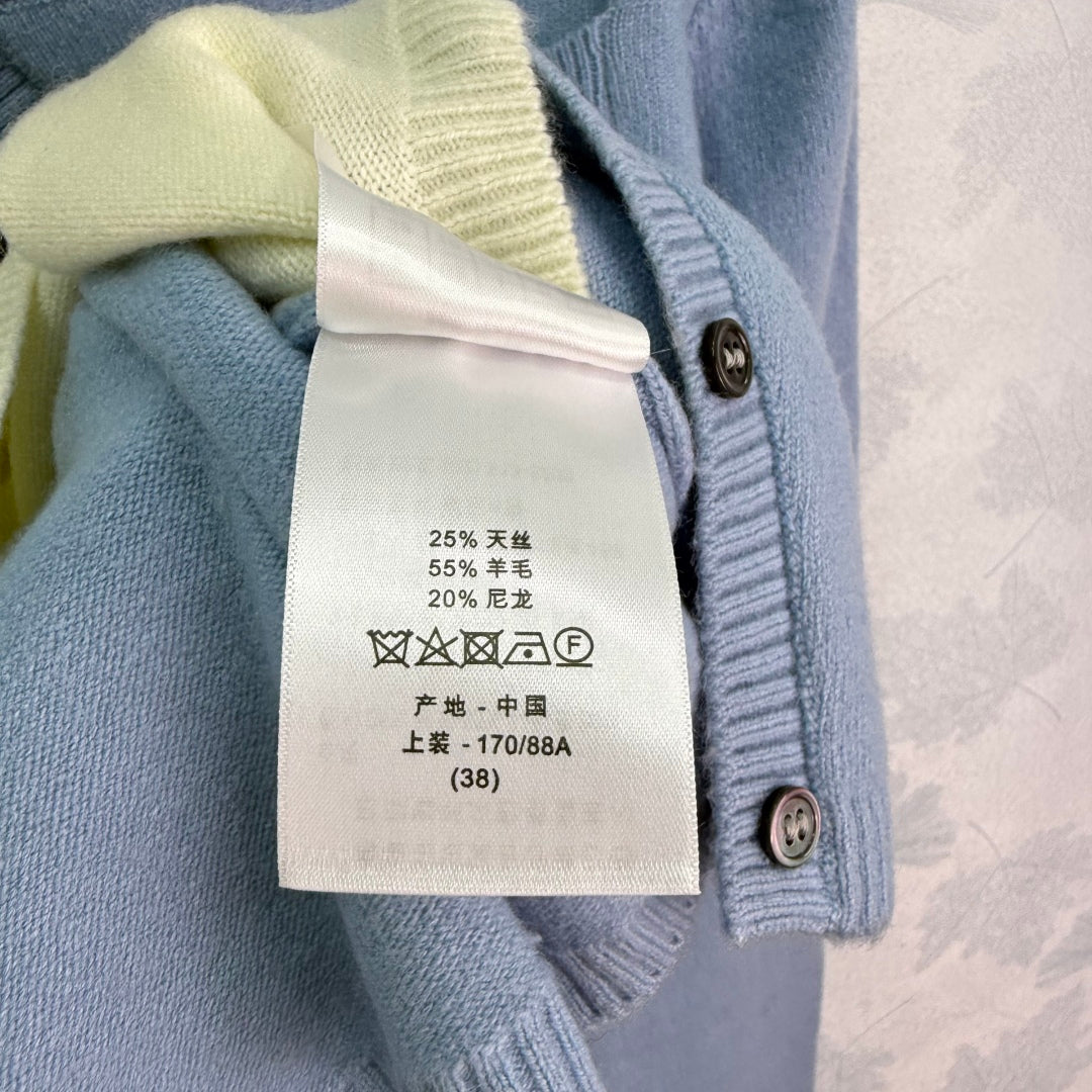 2025 Early Autumn New Round Neck Contrast Color Knitted Cardigan