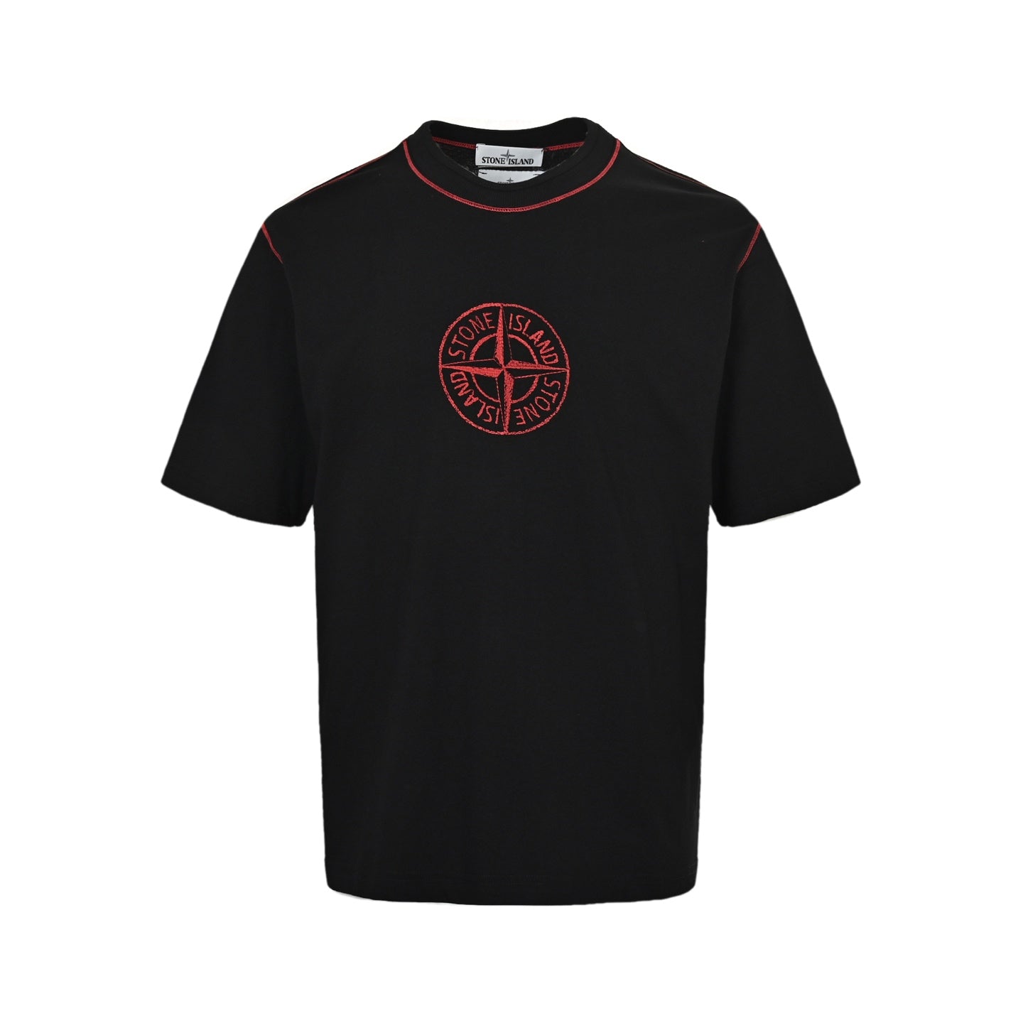 25ss Black and red badge embroidered short sleeves