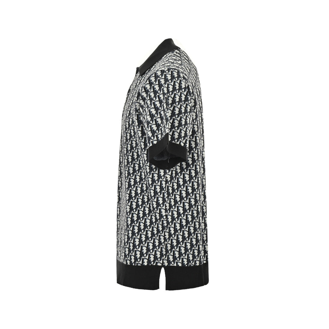 25ss Presbyopia all over printed knitted Polo short sleeves