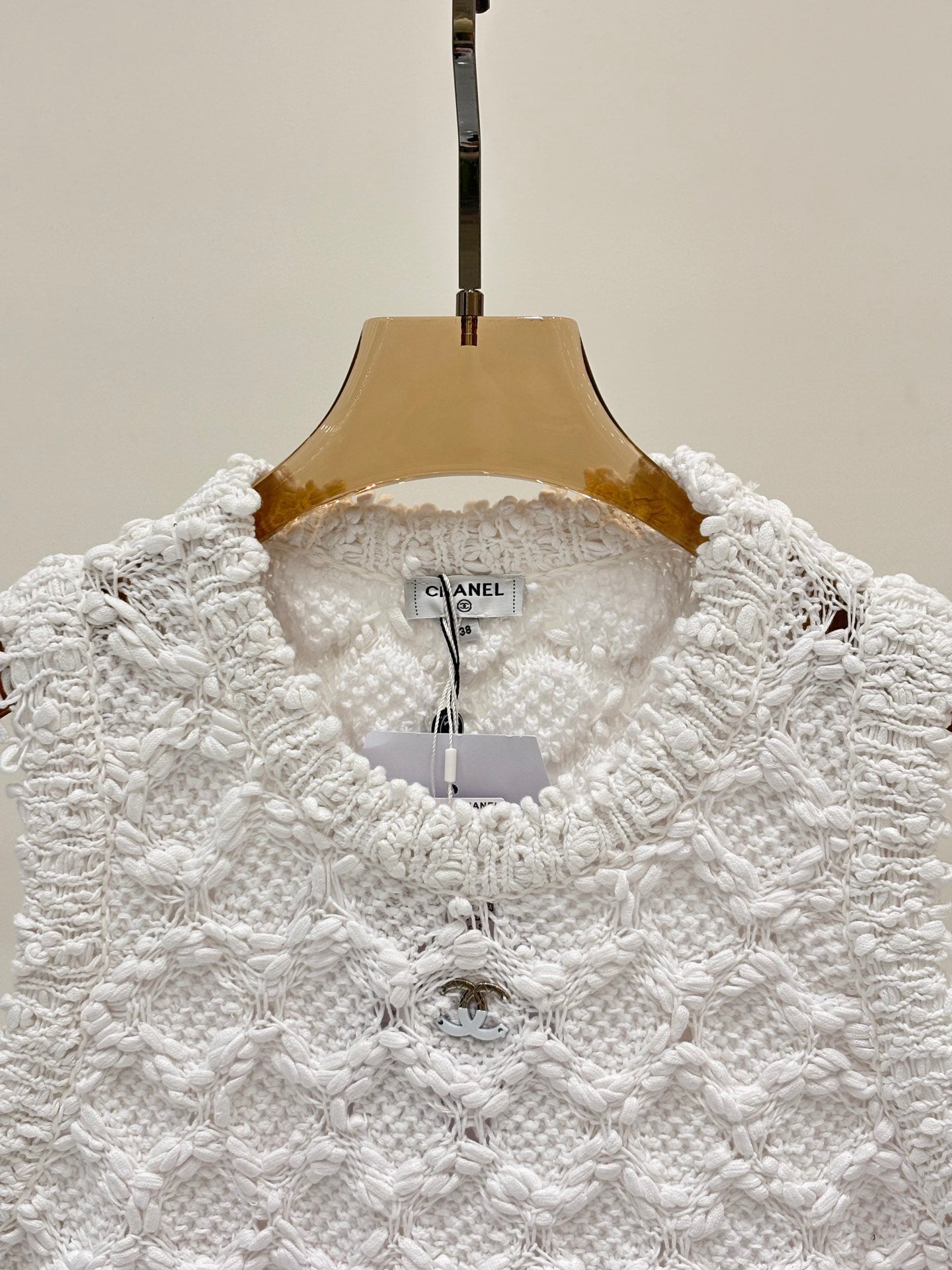 25 logo openwork pattern casual knit undershirt