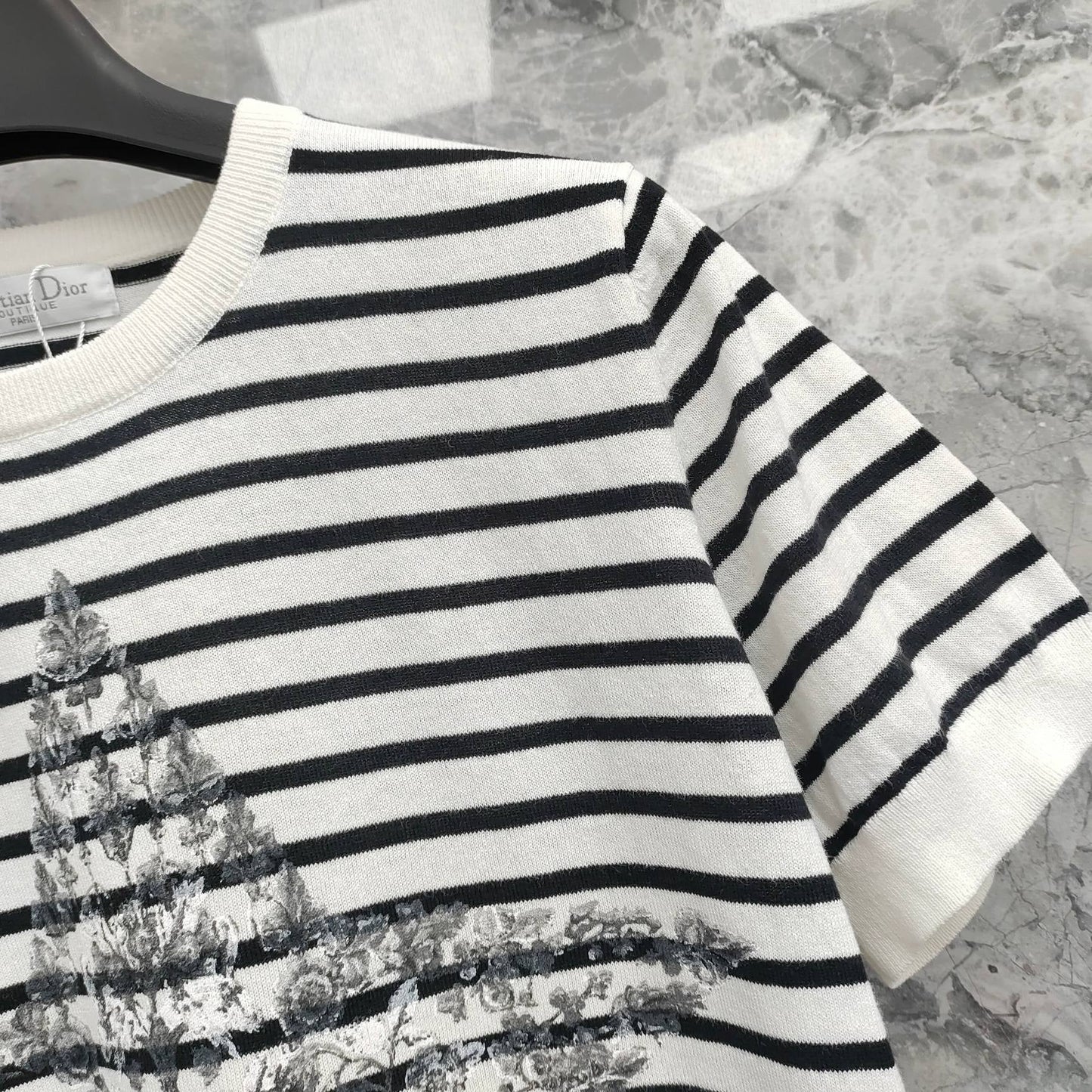 25 Platinum Collection Striped stars Printed high-fashion linen knit short sleeve!