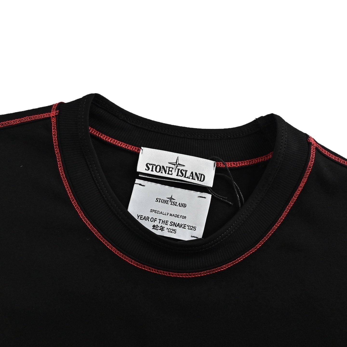 25ss Black and red badge embroidered short sleeves