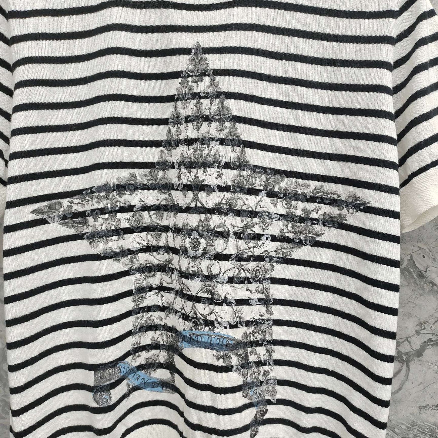 25 Platinum Collection Striped stars Printed high-fashion linen knit short sleeve!