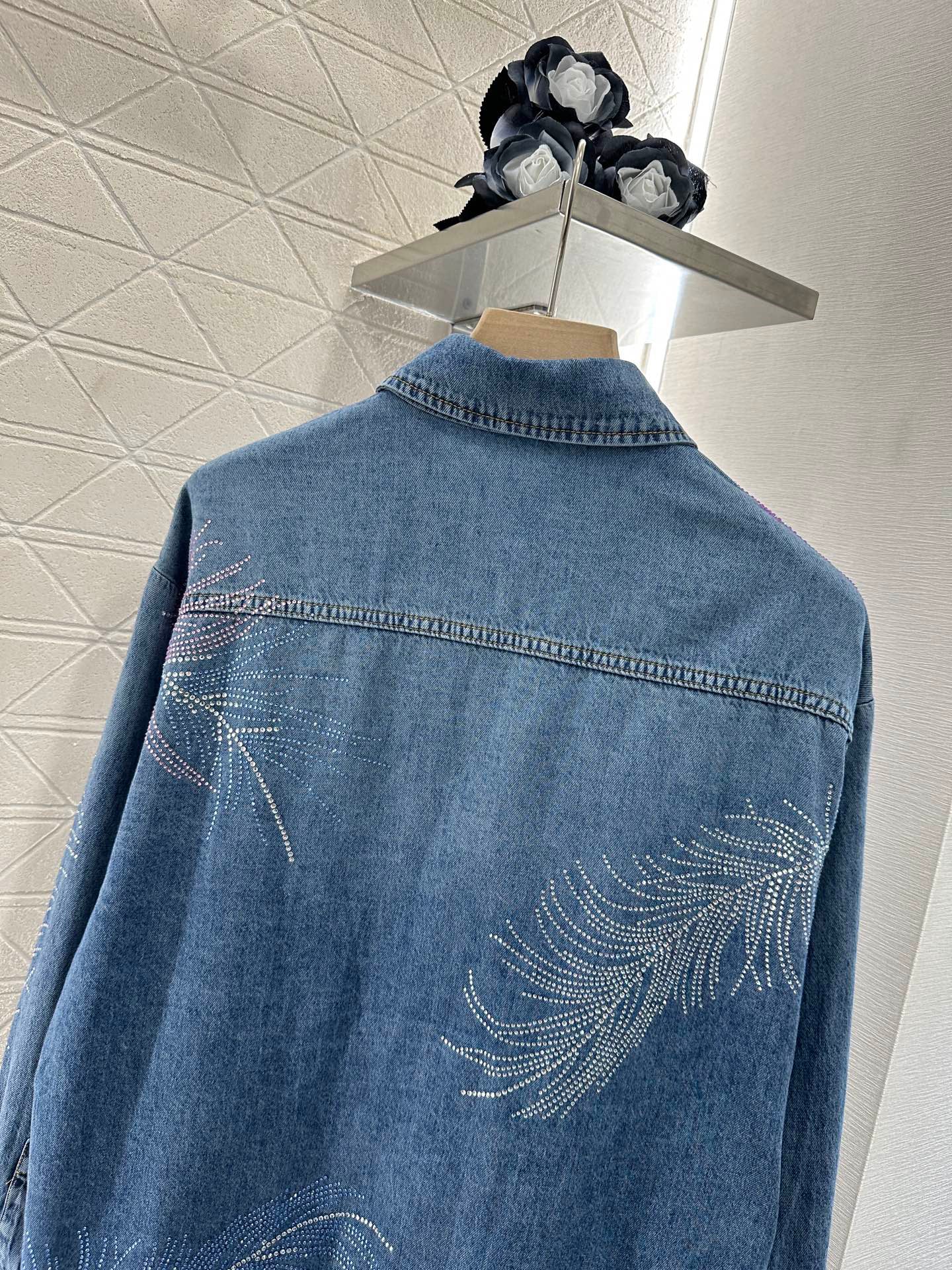 25 Feather Rhinestone Denim