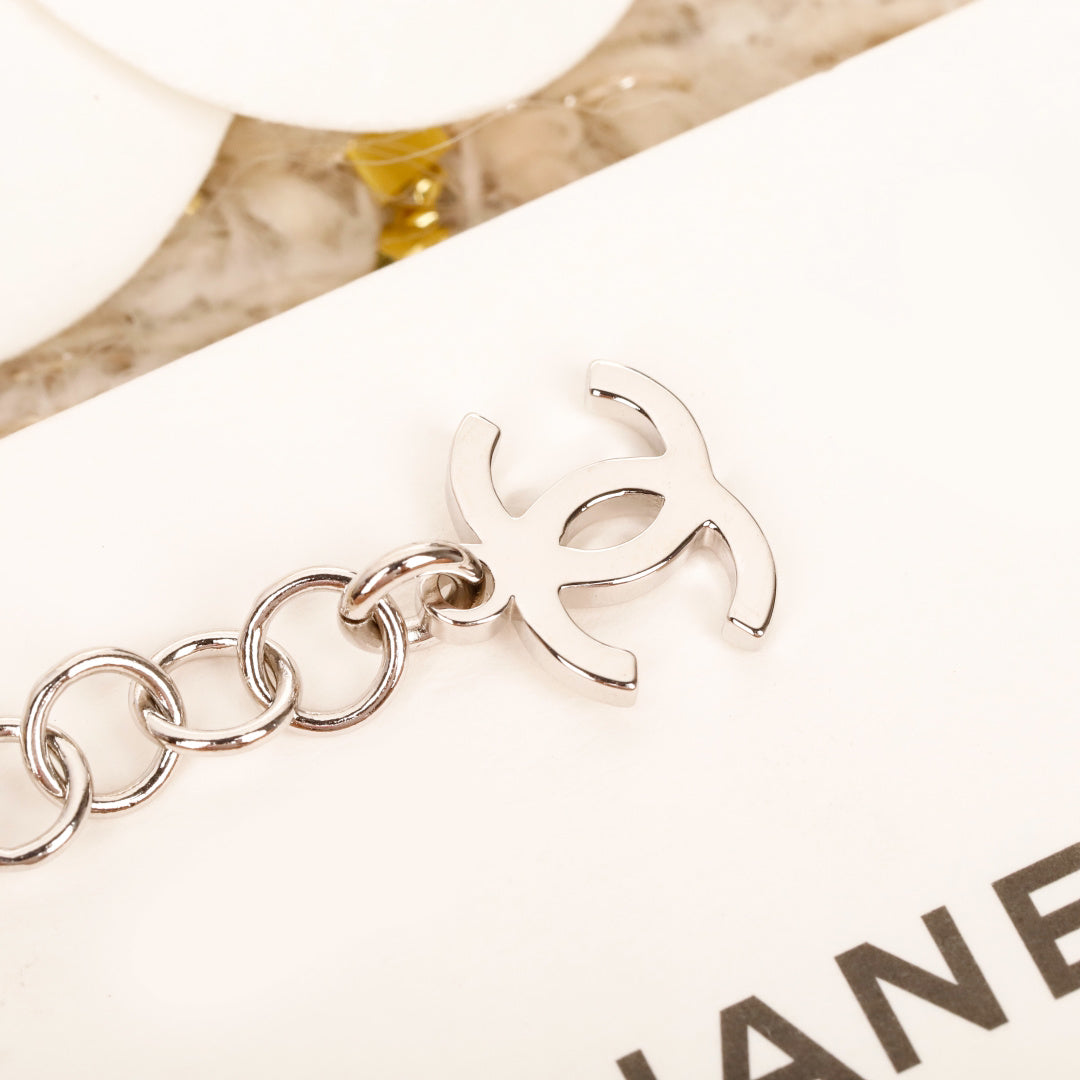 C Rhinestone pearl square chain