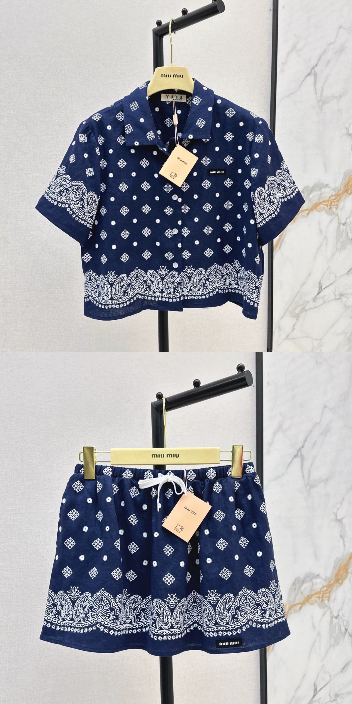 M 25 spring and summer new suit loose short-sleeved shirt + half skirt