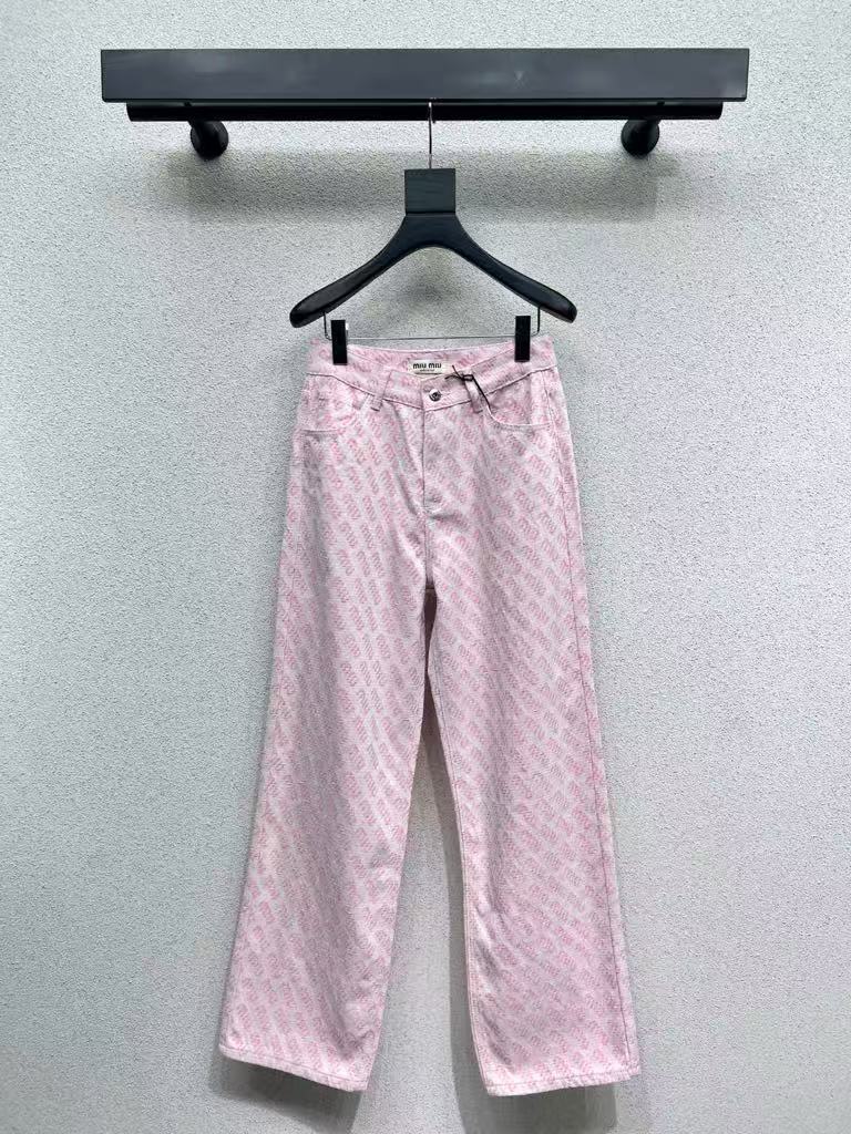 M 25 Pink denim trousers with logo