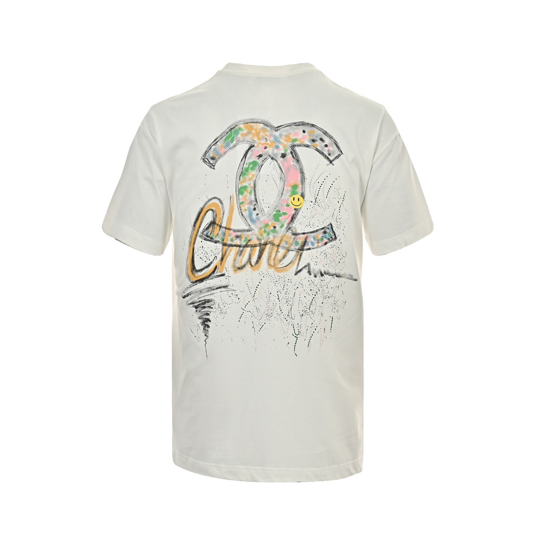 Hand-painted graffiti logo printed short sleeves