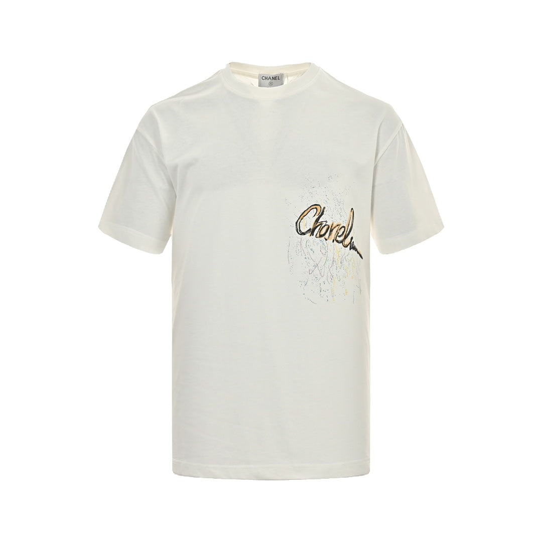 Hand-painted graffiti logo printed short sleeves