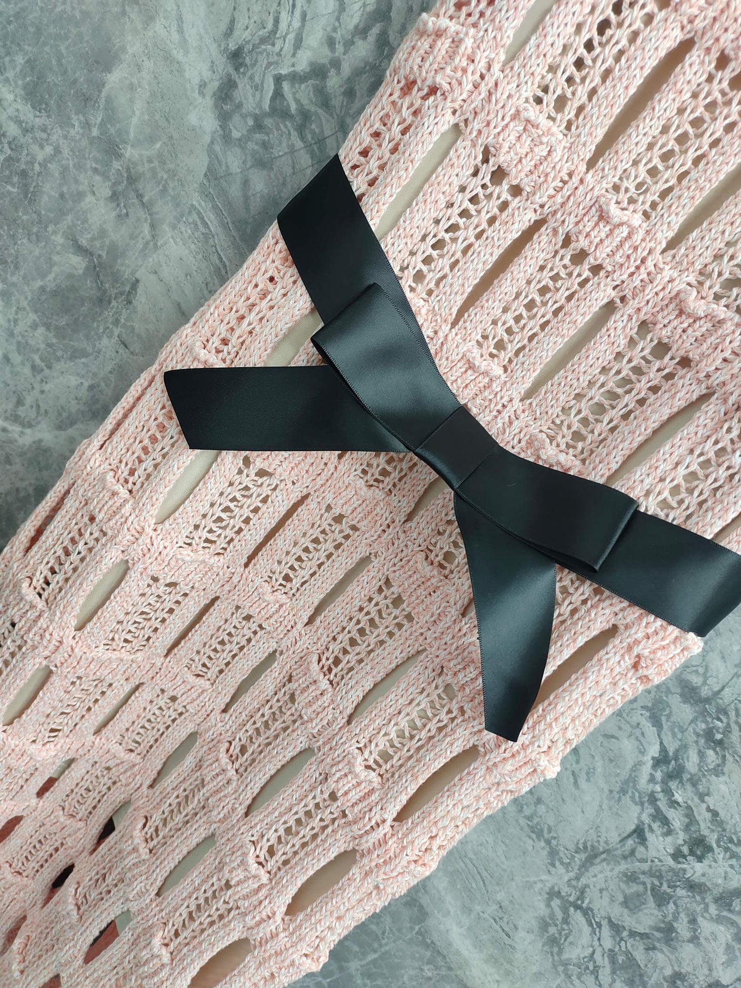 25 light pink knit cutout dress