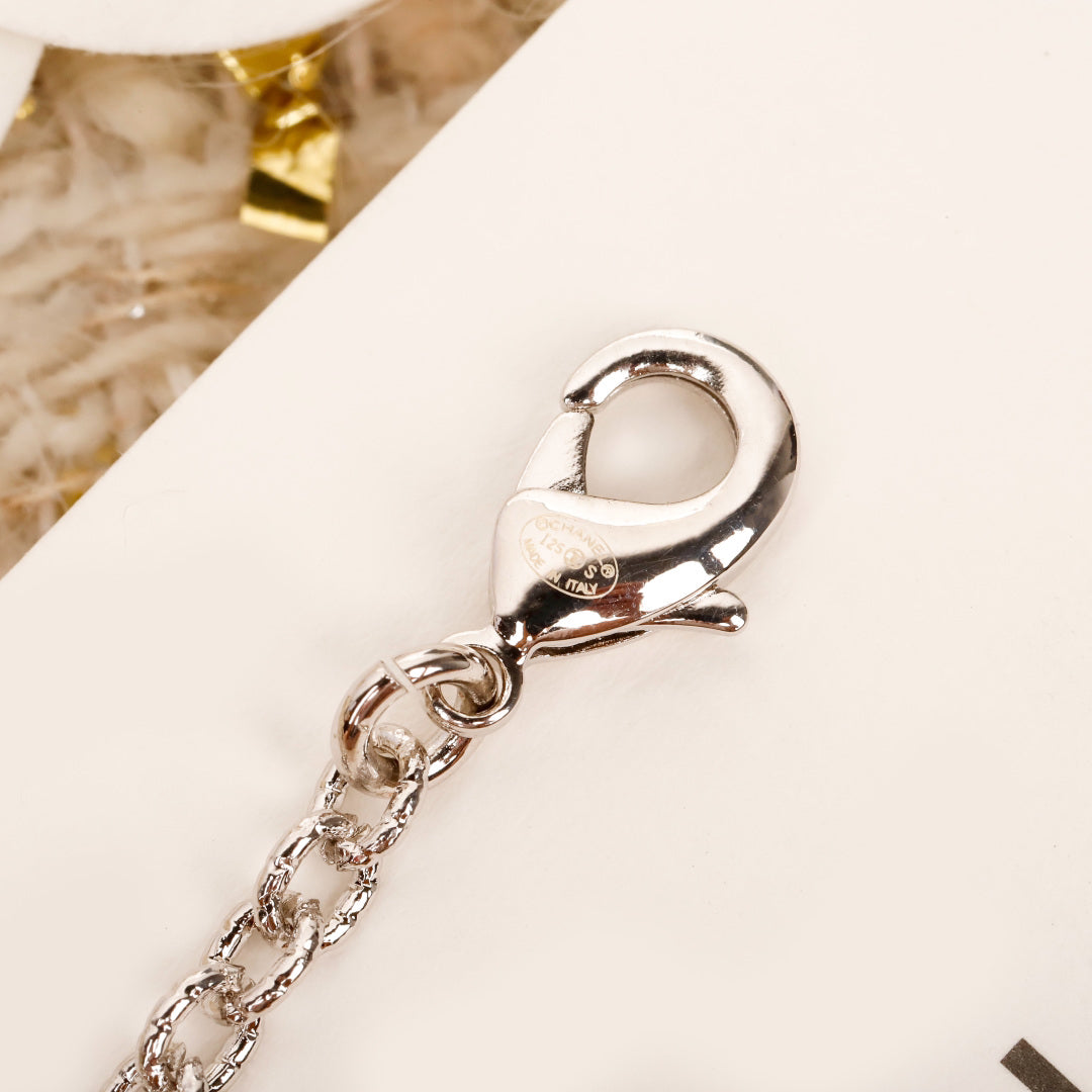 C Rhinestone pearl square chain