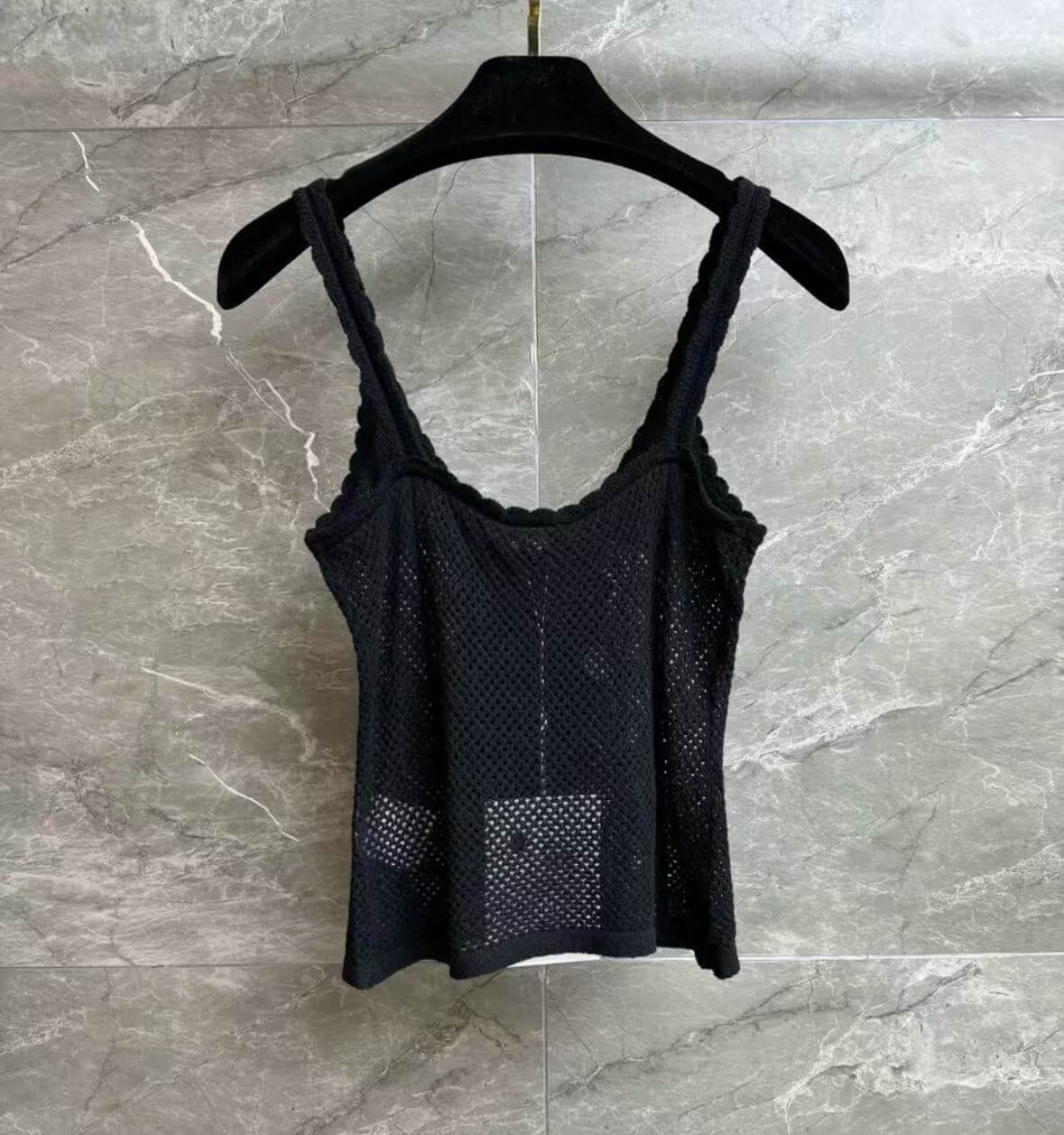 Classic Letter Crystal Lace Trim Knit Camisole