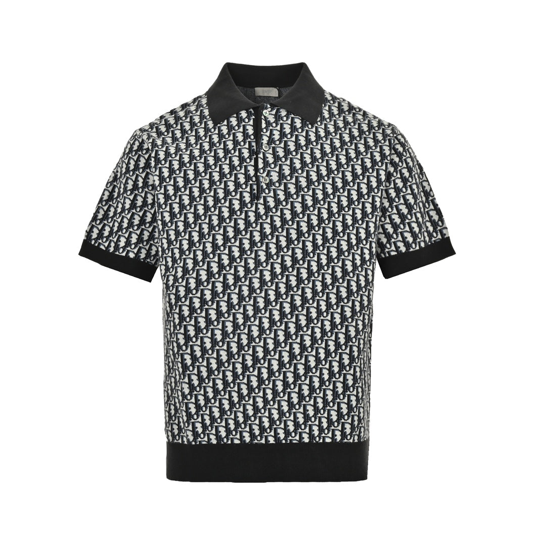 25ss Presbyopia all over printed knitted Polo short sleeves