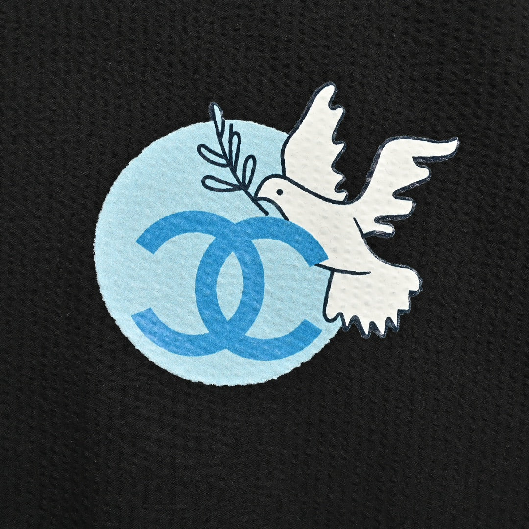 Peace Dove Print Woven Polo Short Sleeve