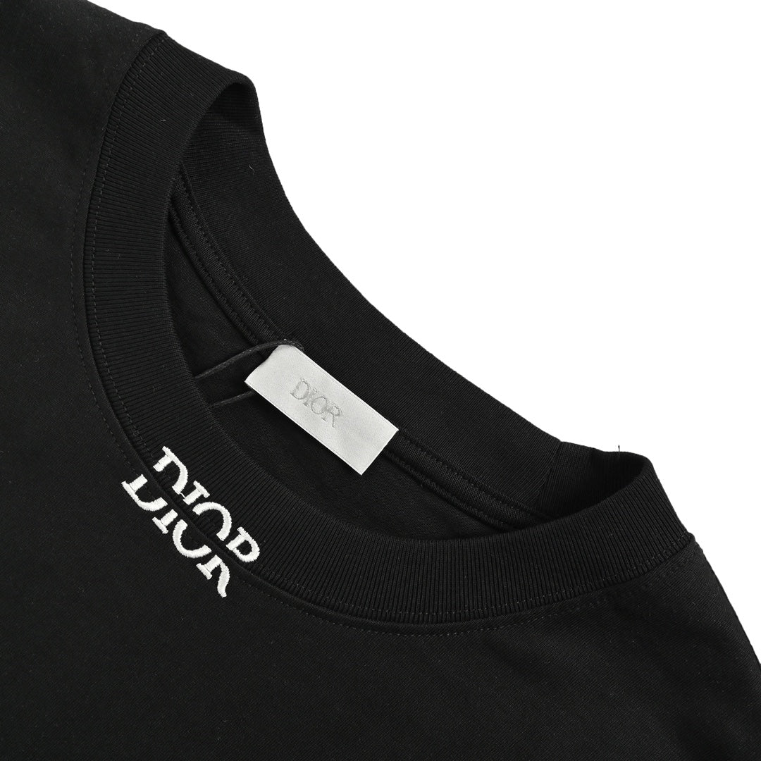 25ss Short sleeves with letter embroidery on neckline