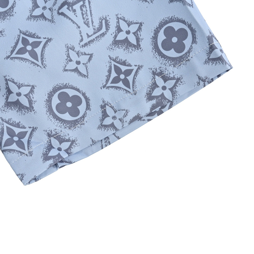 24ss full print presbyopia silk suit short sleeved shirt