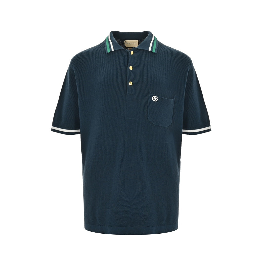 25ss Pocket Embroidered Knitted Polo Short Sleeve
