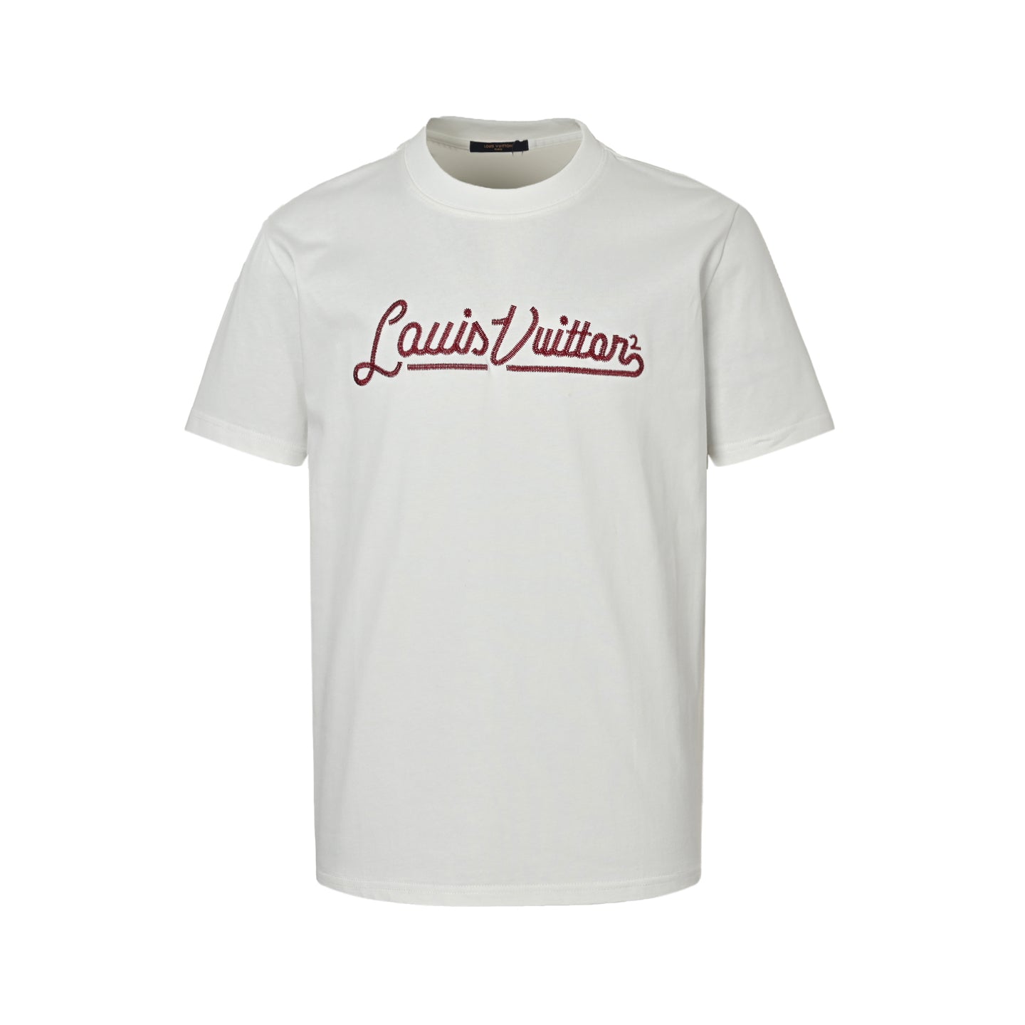 25ss cursive letter embroidery short sleeved shirt