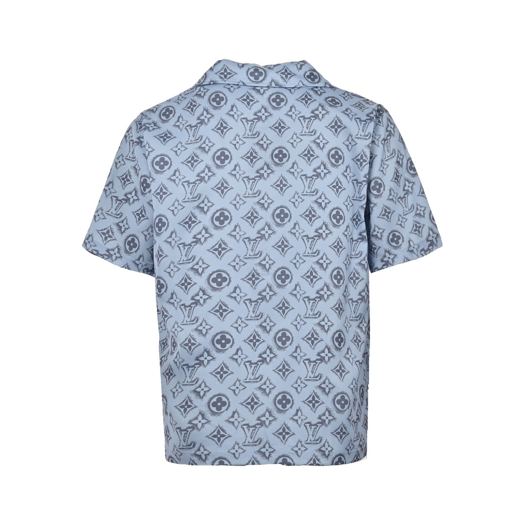 24ss full print presbyopia silk suit short sleeved shirt
