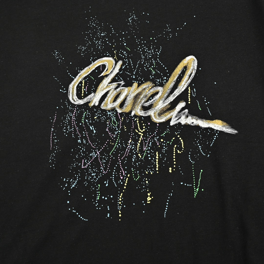 Hand-painted graffiti logo printed short sleeves