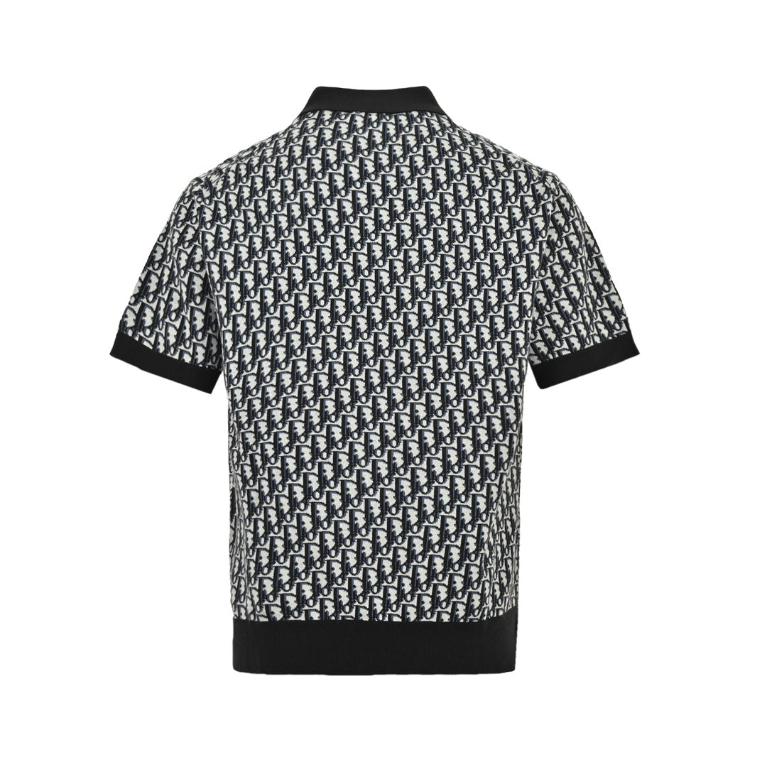 25ss Presbyopia all over printed knitted Polo short sleeves