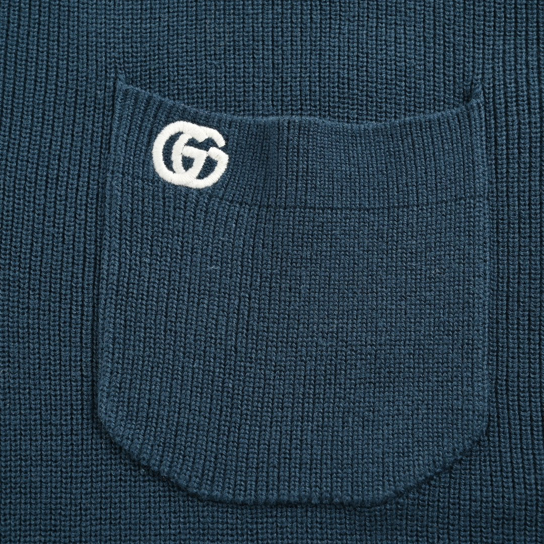 25ss Pocket Embroidered Knitted Polo Short Sleeve