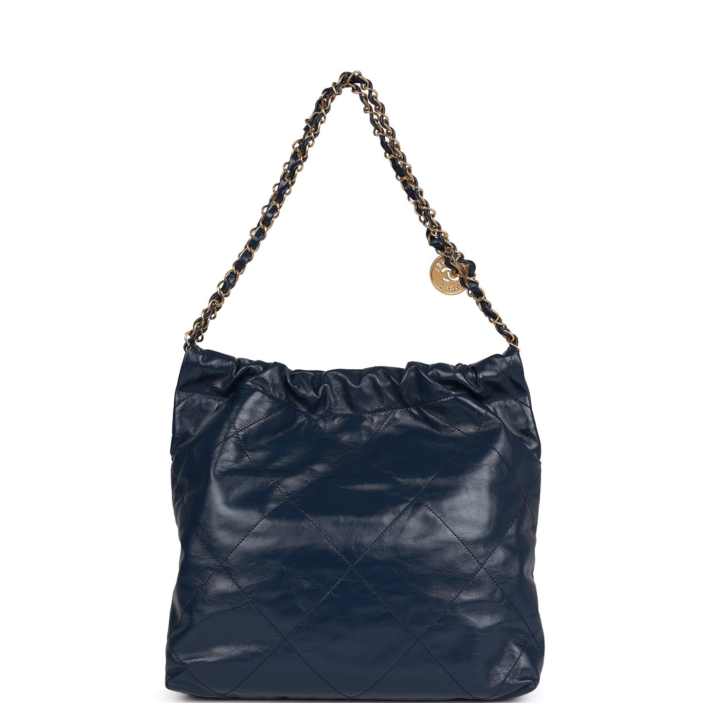 Large 22 Bag Navy Lambskin Antique Gold Hardware(42*39*8cm)