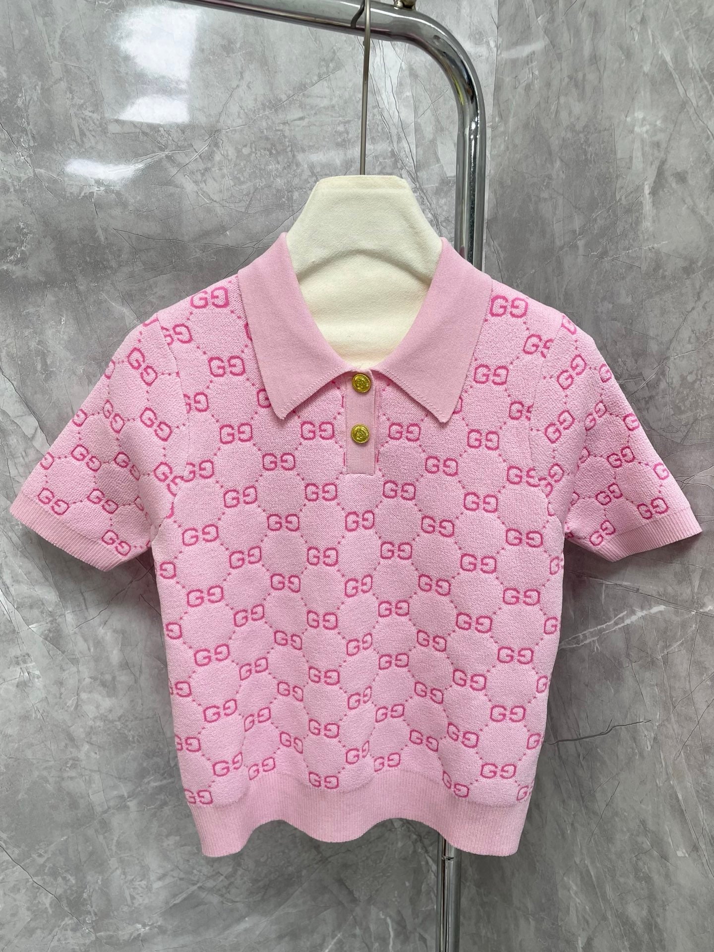 25 new Candy-Color Jacquard Knit Polo Tee