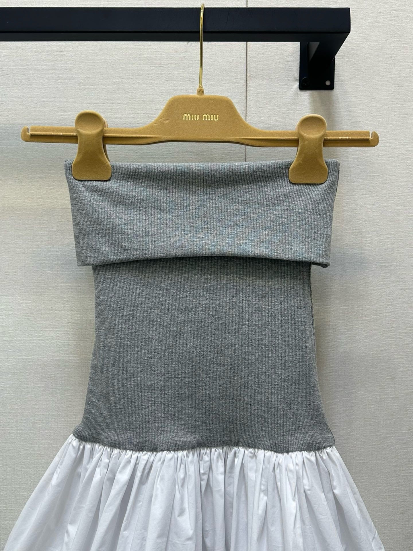 Two-Tone Strapless Dress with Ruffled Hem