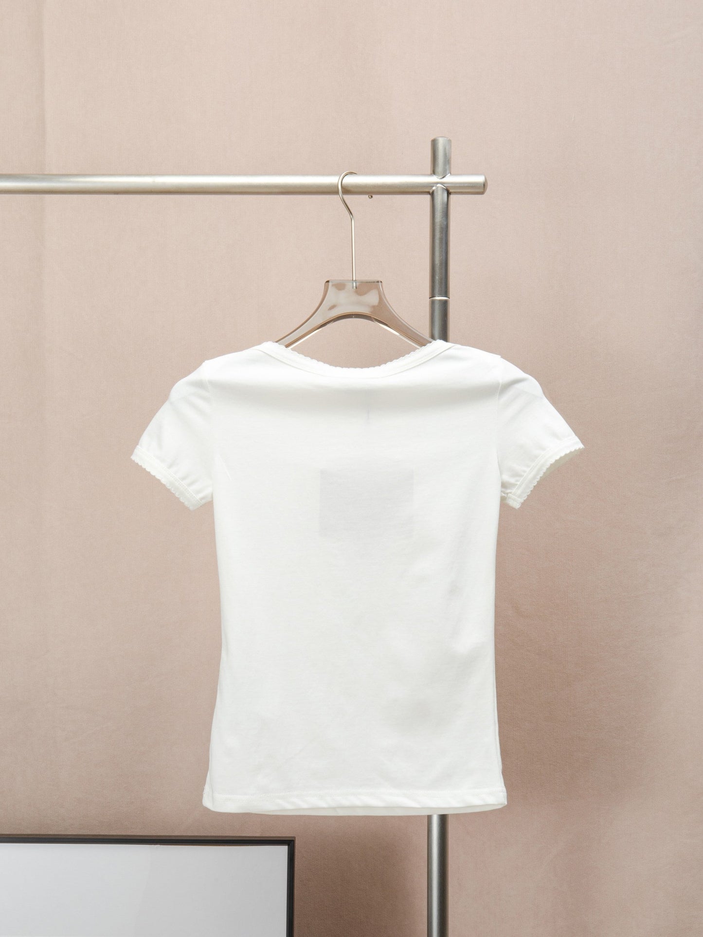 Minimalist Off-Shoulder Tee with Ribbed Trim