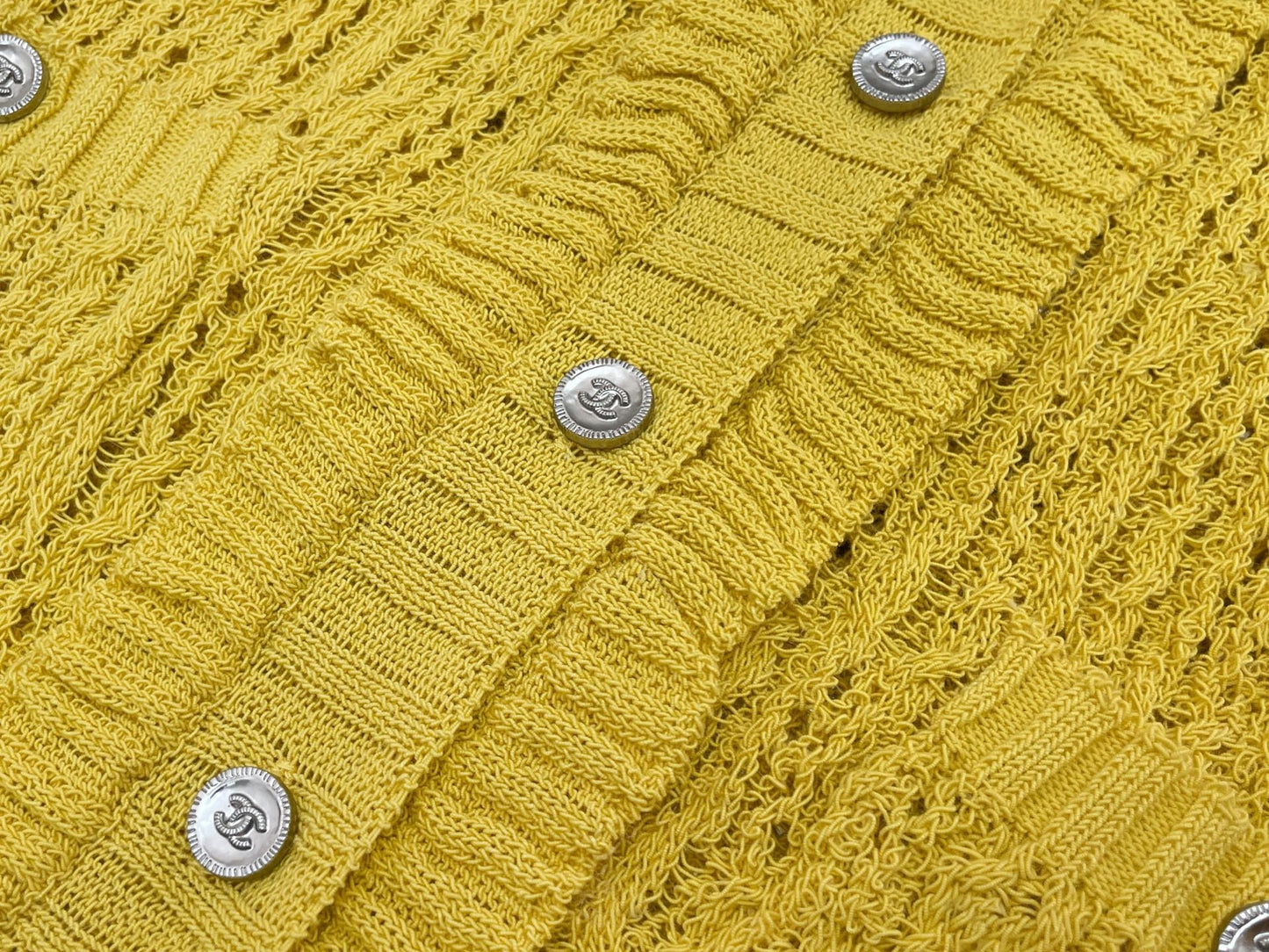 Bright Yellow Openwork Knit Vest
