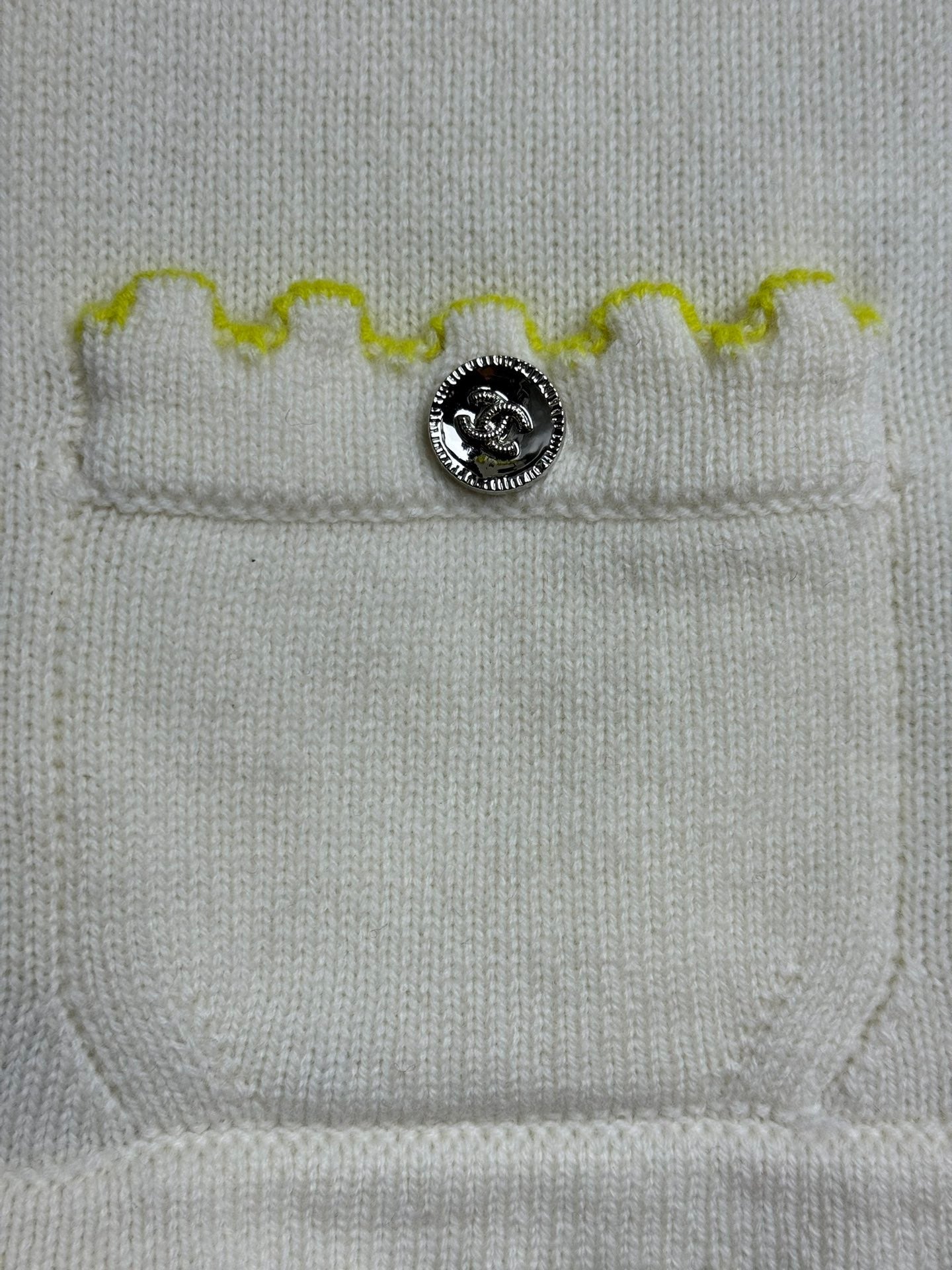 Cream Knit Cardigan with Lemon Trim