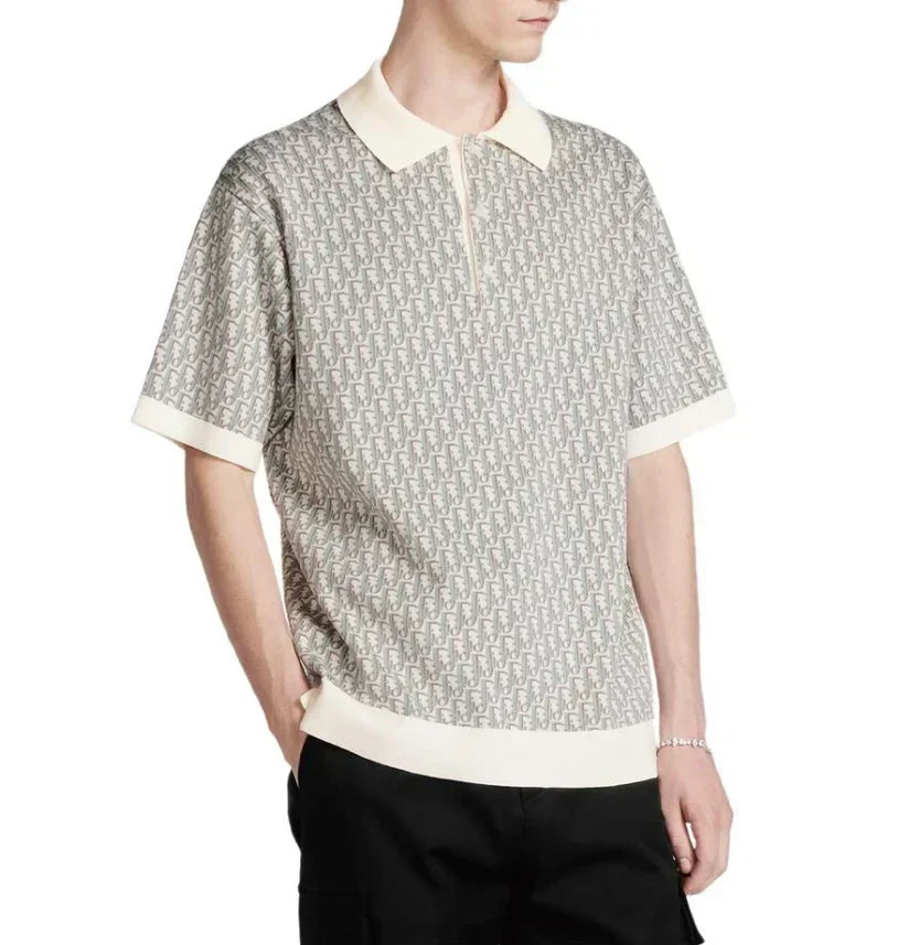 25ss Presbyopia all over printed knitted Polo short sleeves