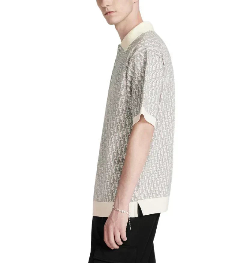 25ss Presbyopia all over printed knitted Polo short sleeves