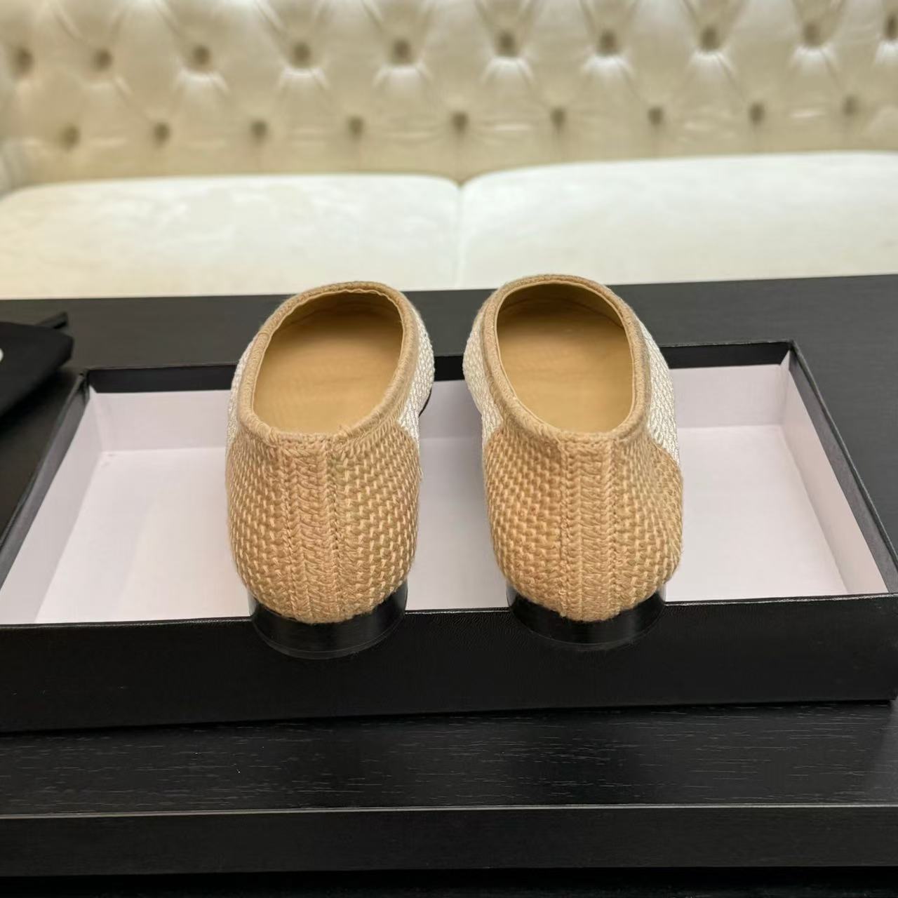 2025 ballet flat beige white raffia