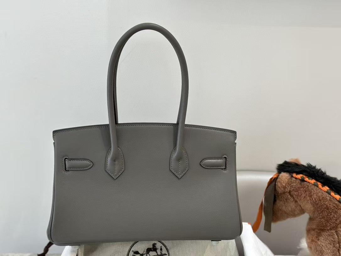 SHOULDER BIRKIN 29CM IRON GRAY CALFSKIN SILVER HARDWARE