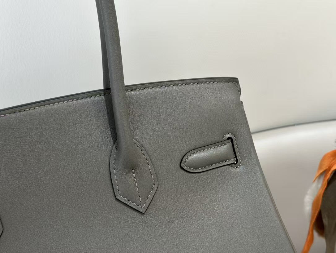 SHOULDER BIRKIN 29CM IRON GRAY CALFSKIN SILVER HARDWARE