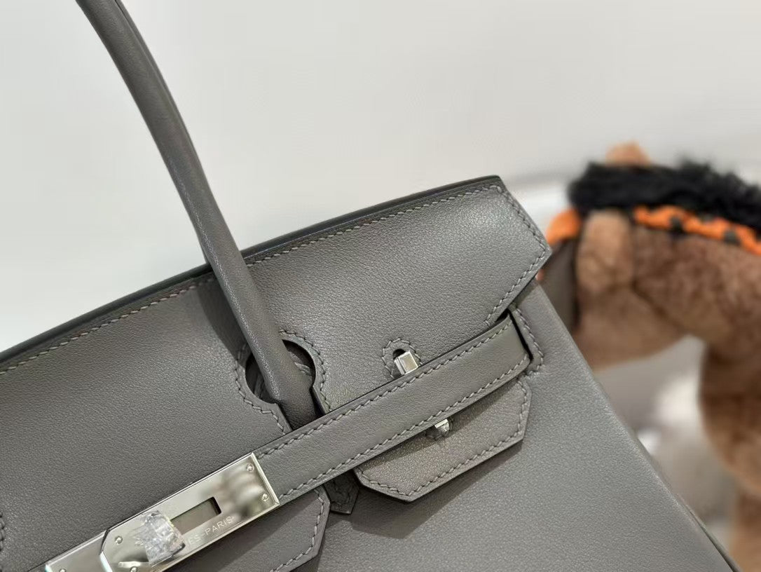 SHOULDER BIRKIN 29CM IRON GRAY CALFSKIN SILVER HARDWARE
