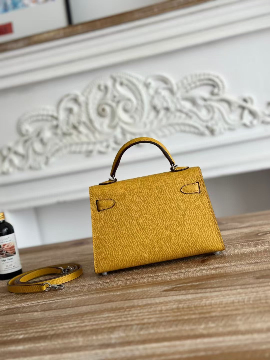 Mini Kelly 19cm Golden Yellow Epsom Silver Hardware