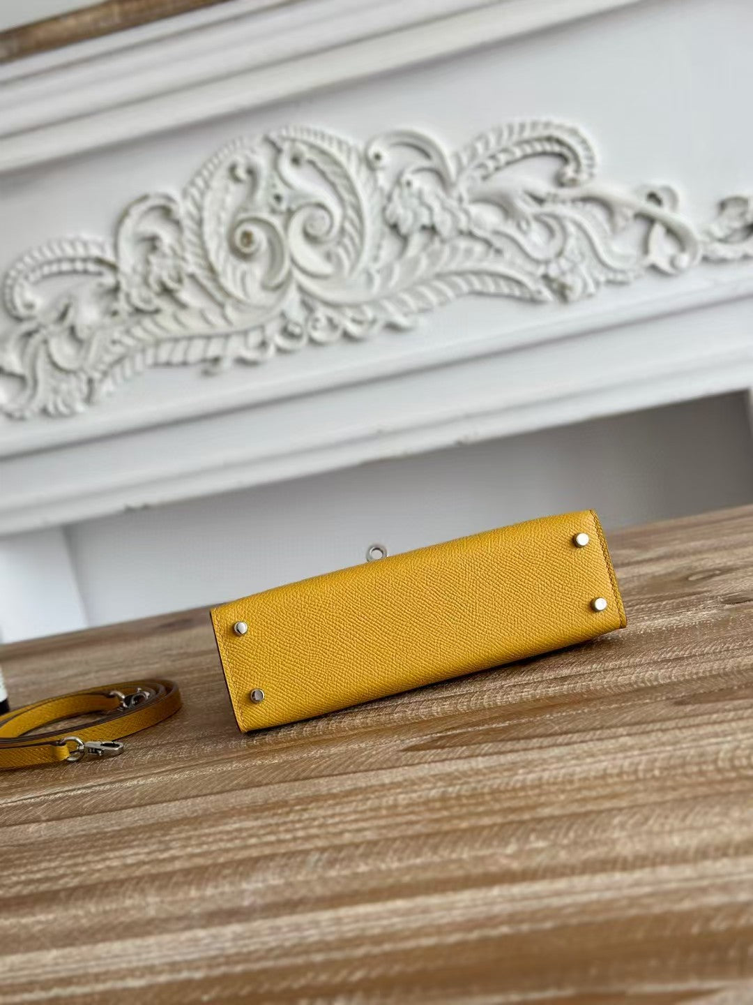 Mini Kelly 19cm Golden Yellow Epsom Silver Hardware