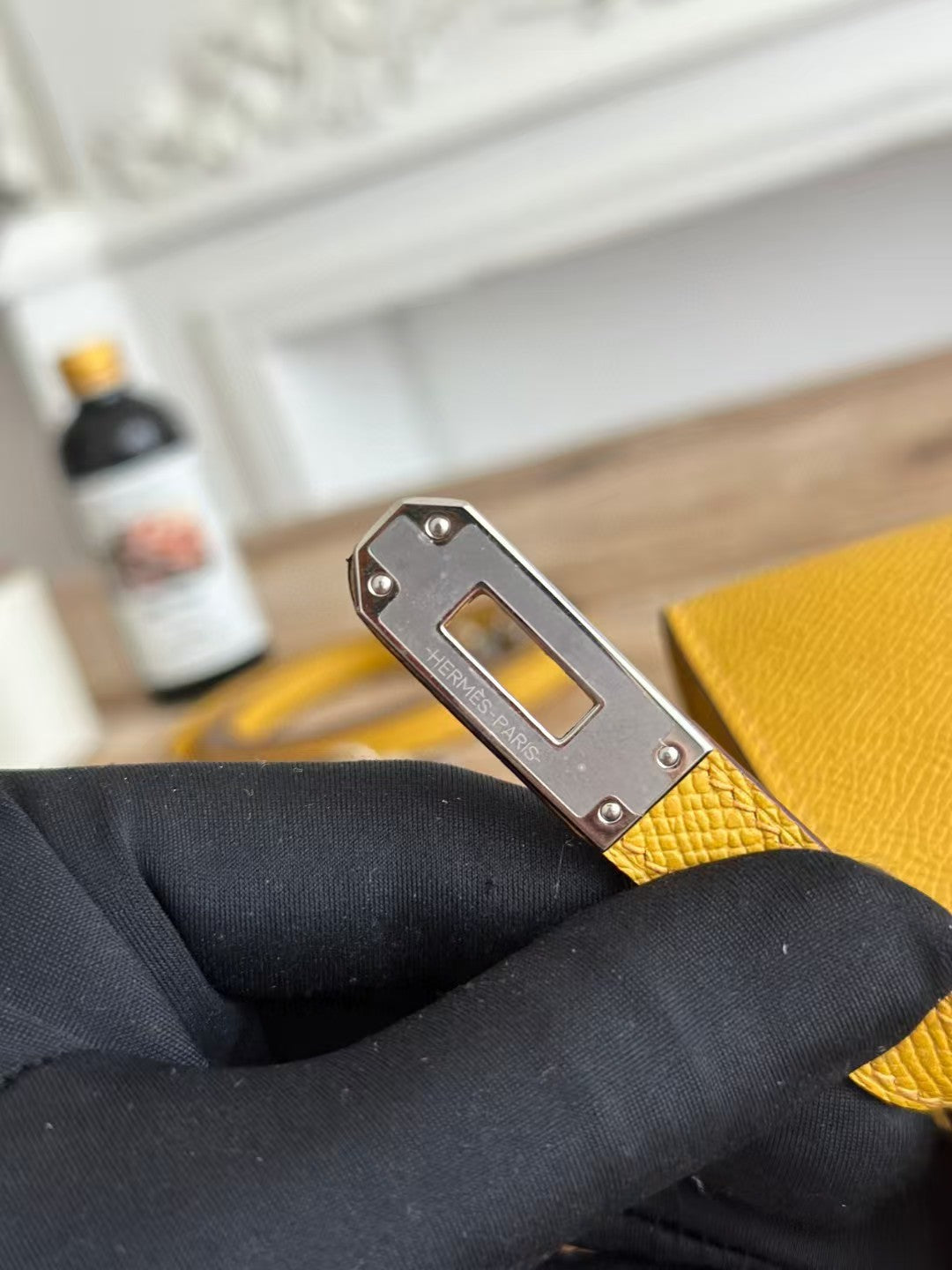 Mini Kelly 19cm Golden Yellow Epsom Silver Hardware