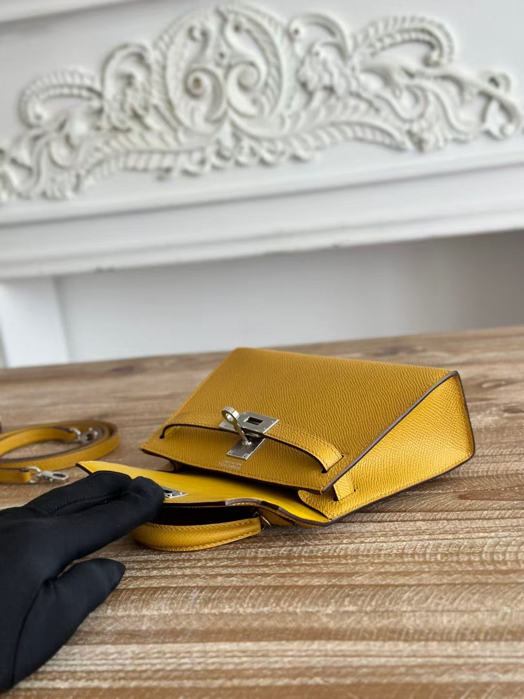 Mini Kelly 19cm Golden Yellow Epsom Silver Hardware