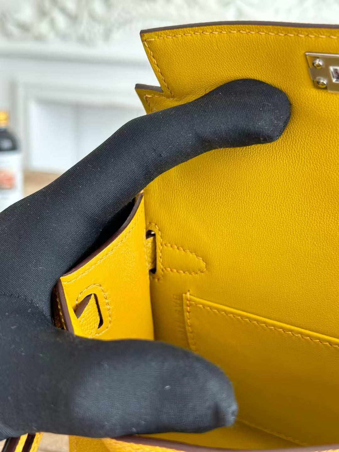 Mini Kelly 19cm Golden Yellow Epsom Silver Hardware