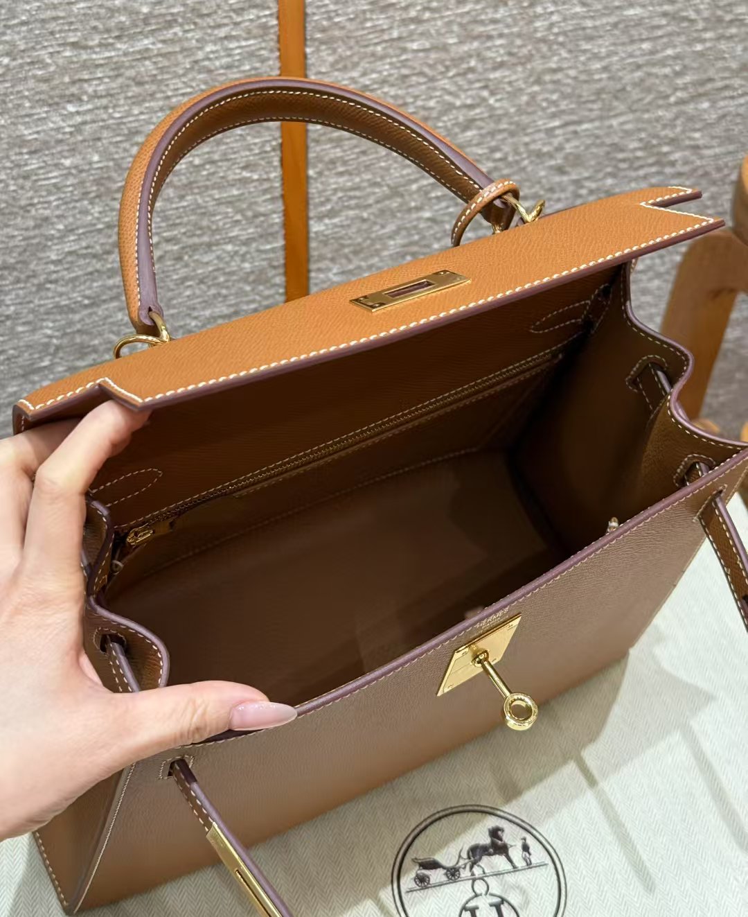 Kelly 32cm Bag Gold Epsom Gold Hardware