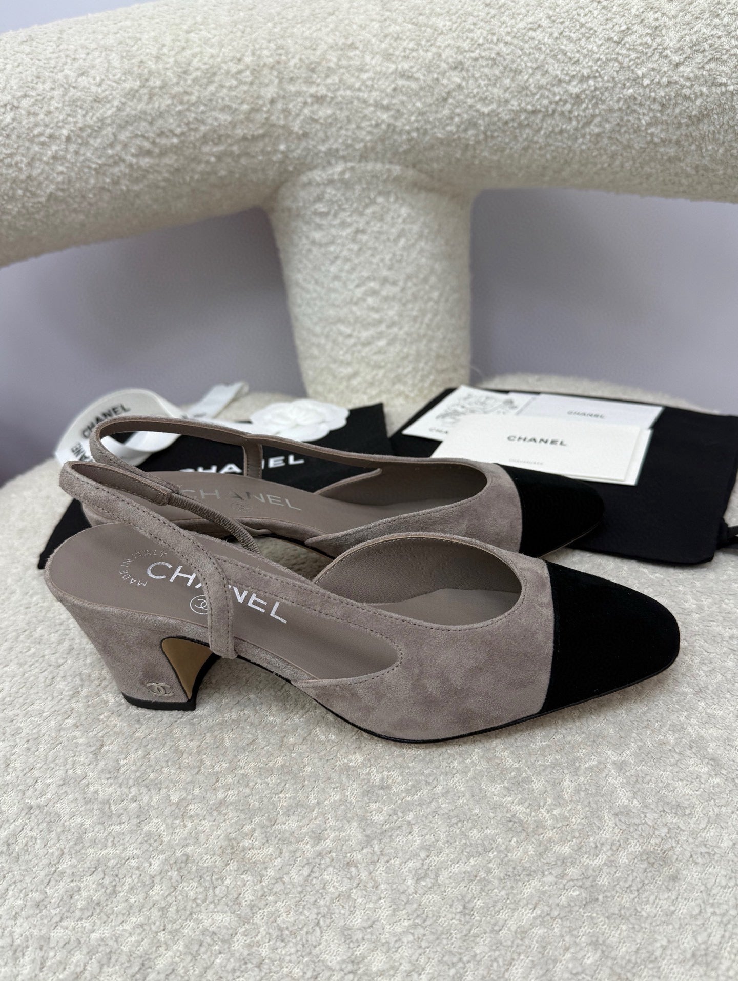 25A Slingback Grey Black Suede