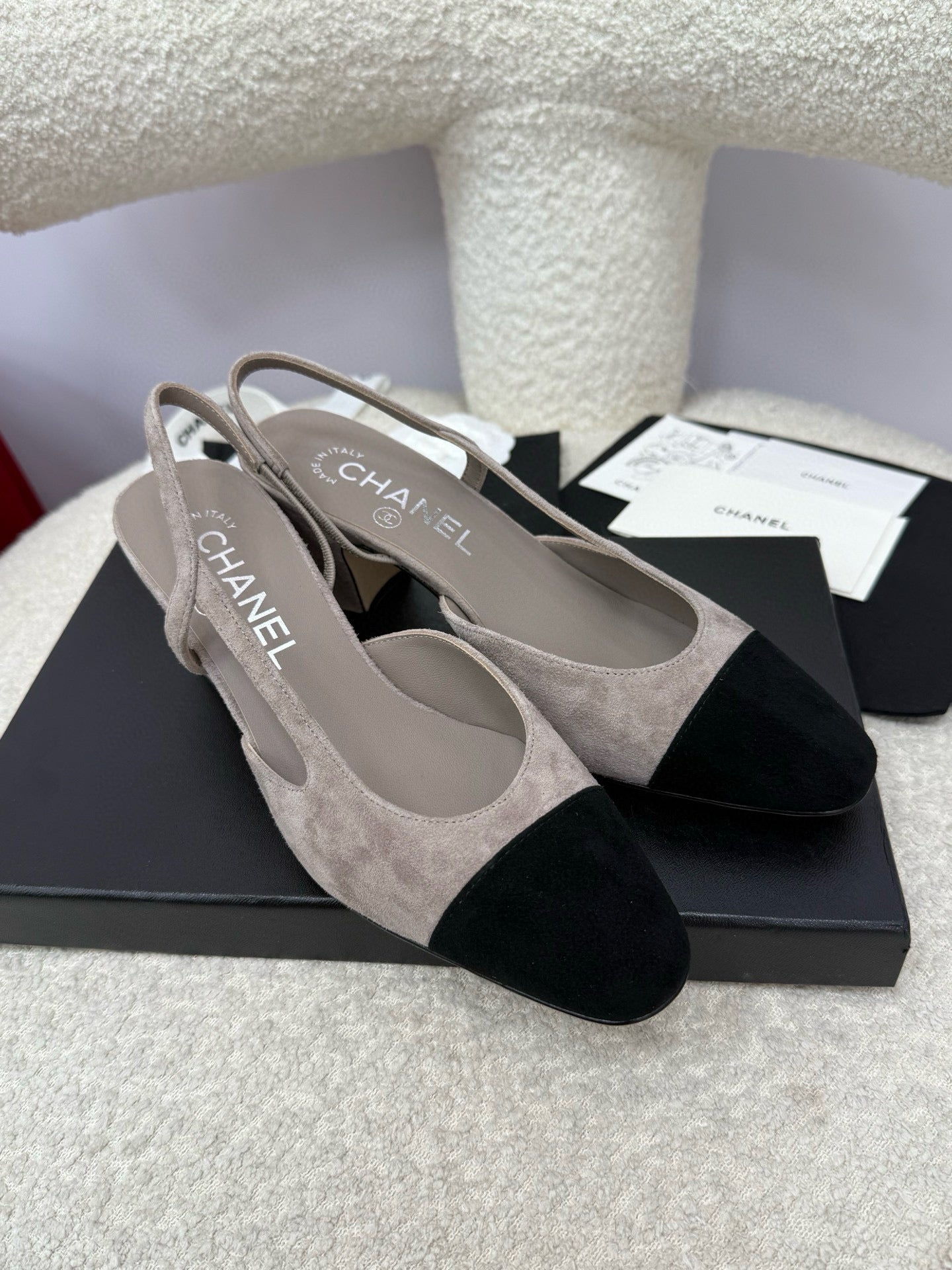 25A Slingback Grey Black Suede