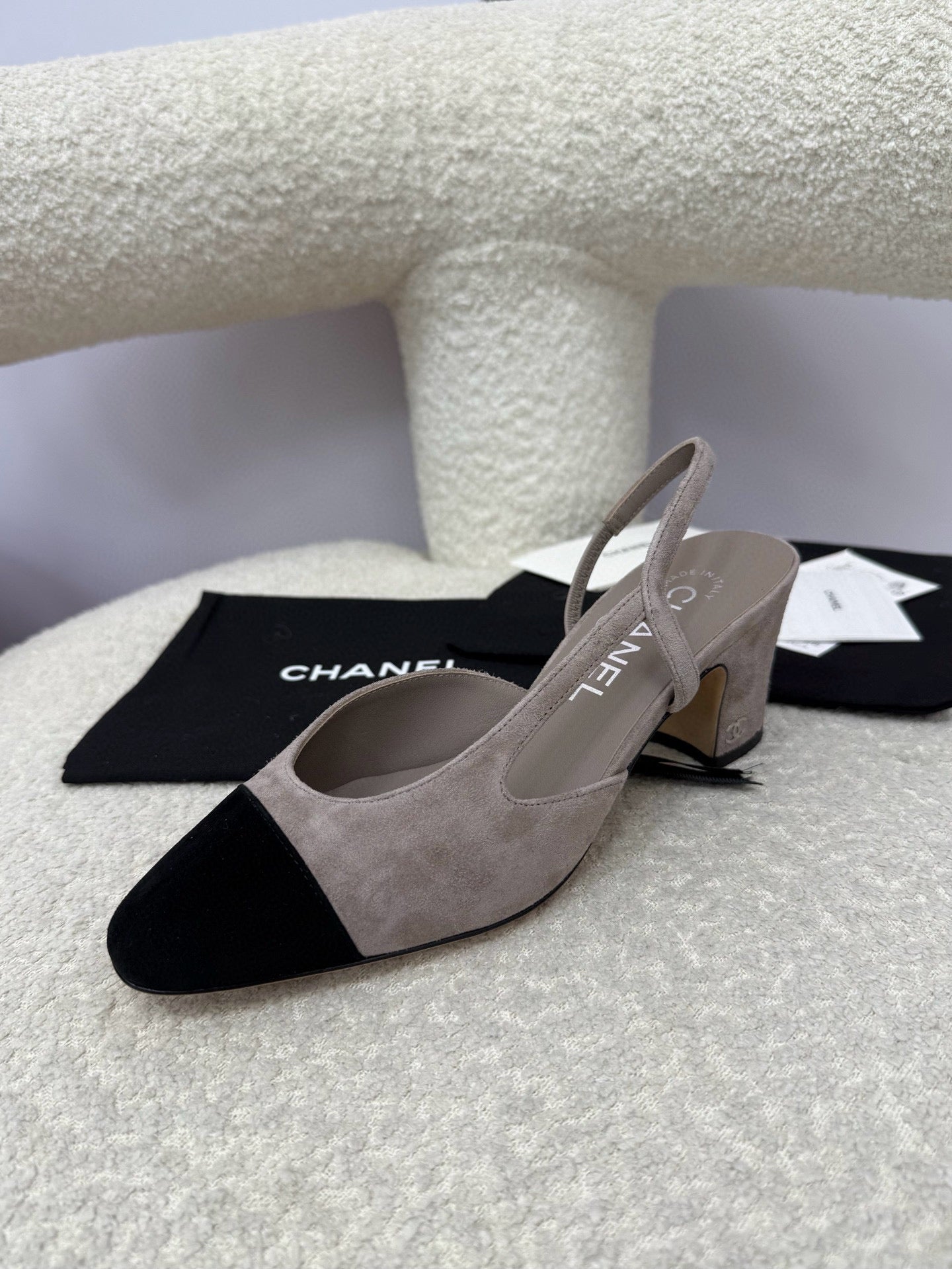 25A Slingback Grey Black Suede