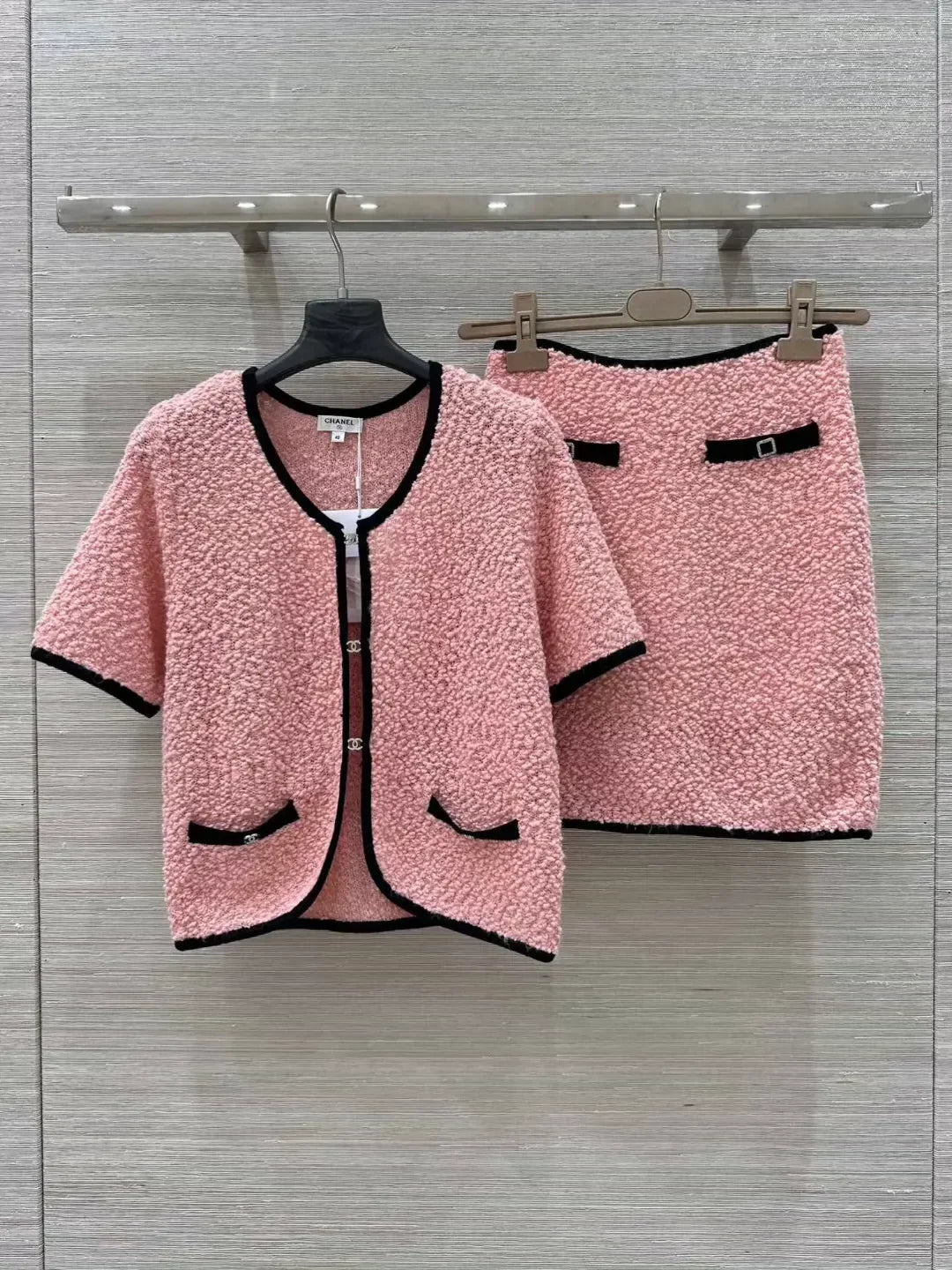 C 25 Duvier Collection Colorblocked Round Neck Short Sleeve Open Chest Small Top + Half Skirt Set!