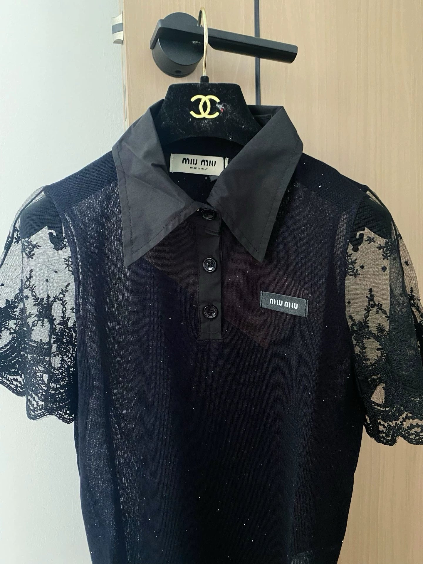 M 25 Spring/Summer Lace See-Through Sleeve Short Sleeve